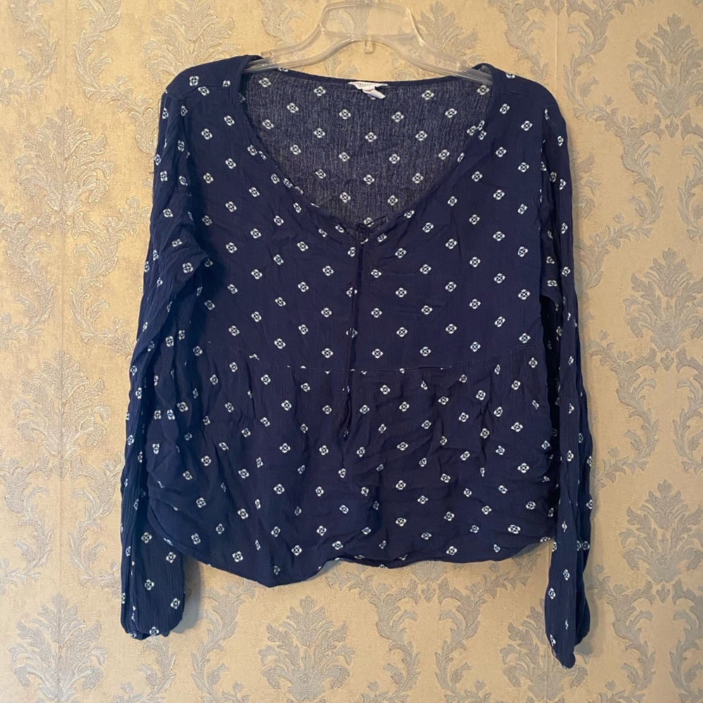AEROPOSTALE Navy Boho Long Sleeve Top